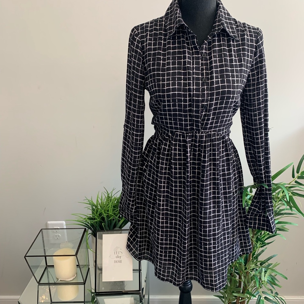 Long Sleeve Baby Doll Patterned Dress
